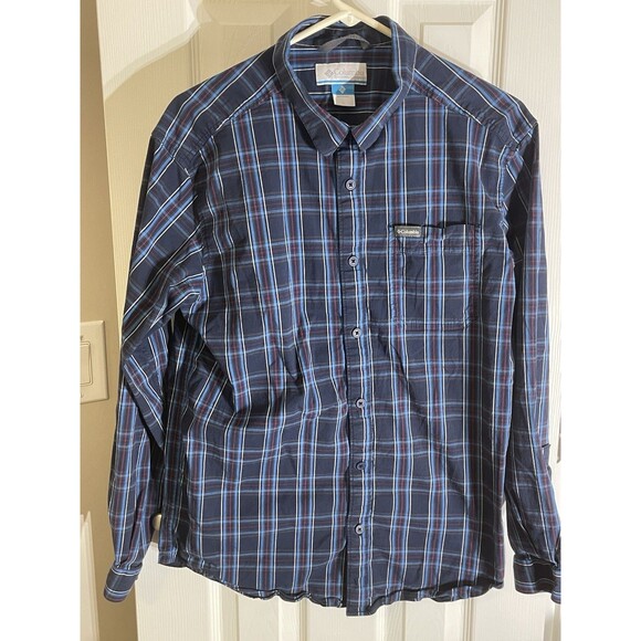 Columbia Shirt Mens Large Plaid Long Sleeve Button Up Casual - Picture 1 of 9